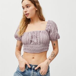 Smocked Cropped Blouse